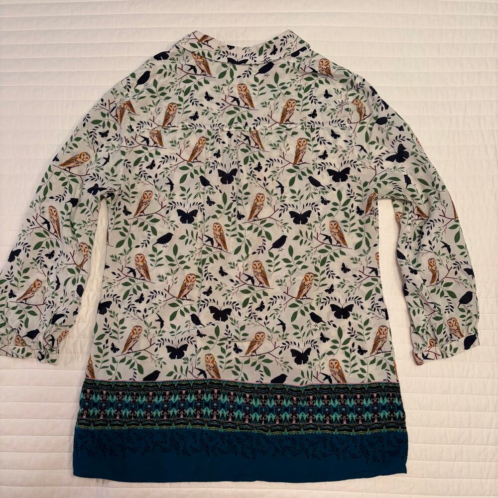 Anthropologie Maeve Women's Owl and Butterfly Tunic Blouse, size 8 - Picture 5 of 6
